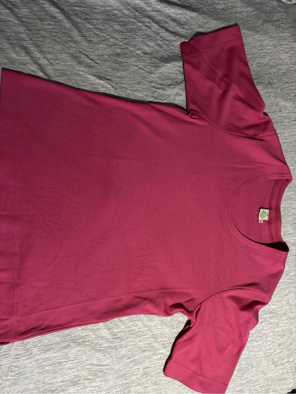 Peruvian Connection Deep Raspberry Crewneck Short Sleeve Tee - Picture 3 of 4